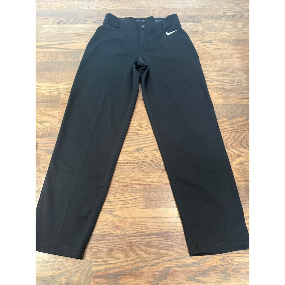Nike Boys Baseball Pants Black Athletic Swoosh Logo Double Snap Waist Kids‎ - Picture 5 of 9